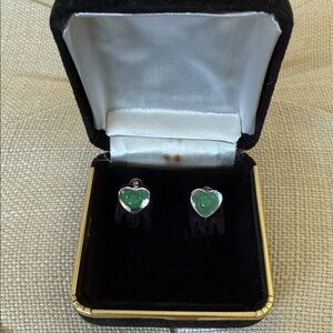 Vintage Heart-Shaped Jade Earrings